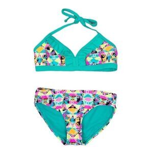 XHILARARION Girl's Neon Geometric Print 2 Piece Bikini Swimsuit Size 6